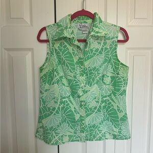 Vintage Lilly Pulitzer 12 Button Up Sleeveless Top
